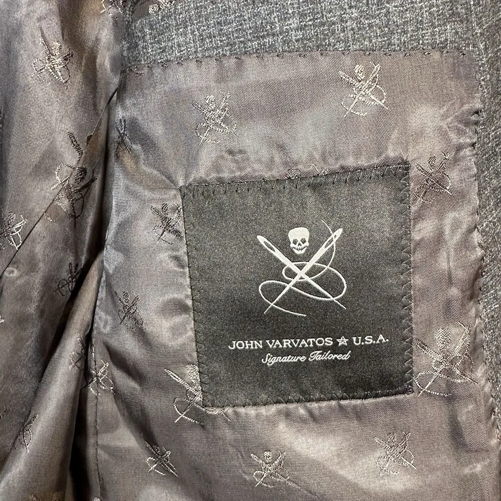 John Varvatos Bleecker Wool Slim Single-Breasted Blazer Dark Grey Men’s Size 42R